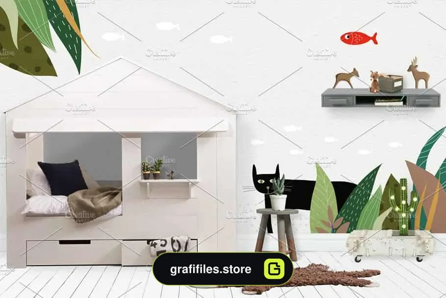 موکاپ دیوار و قاب عکس اتاق کودک