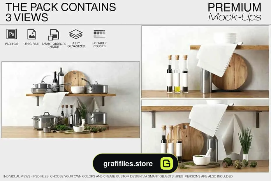 موکاپ لوازم آشپزخانه Kitchen Accessories Set