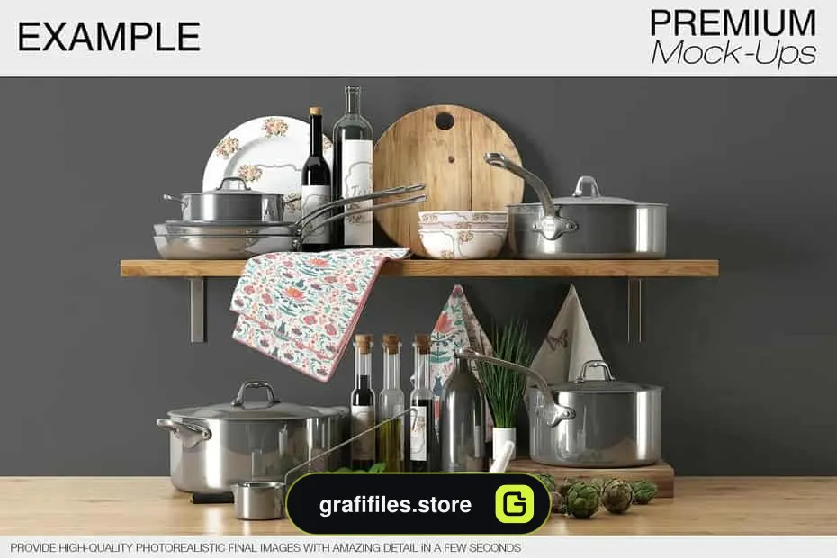 موکاپ لوازم آشپزخانه Kitchen Accessories Set