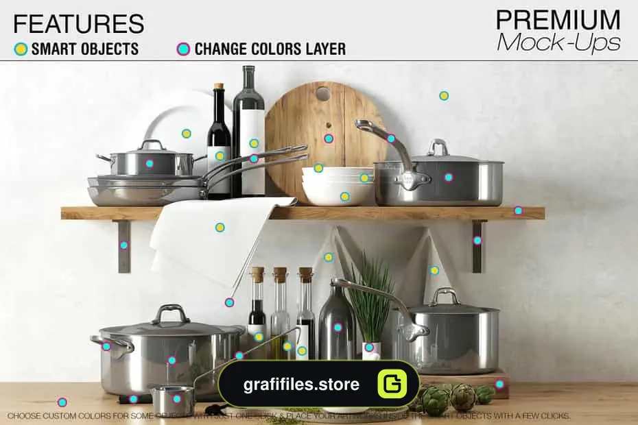 موکاپ لوازم آشپزخانه Kitchen Accessories Set