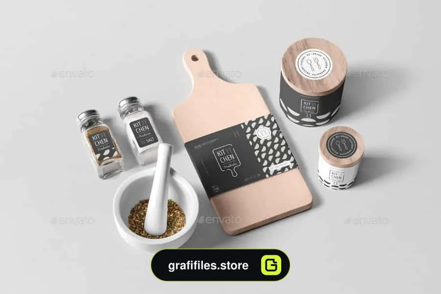 موکاپ لوازم آشپزخانه Kitchen Branding Mock-up