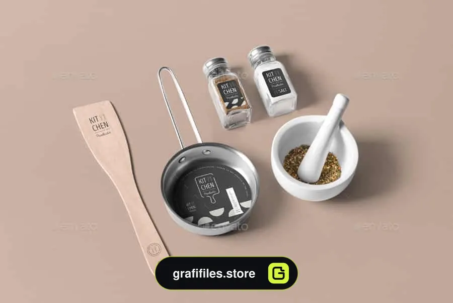 موکاپ لوازم آشپزخانه Kitchen Branding Mock-up