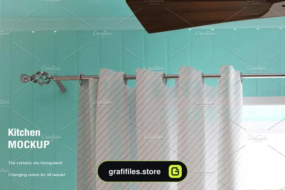 موکاپ پرده آشپزخانه Kitchen Curtain Mock-up