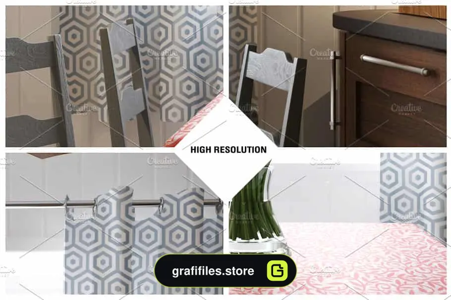 موکاپ پرده آشپزخانه Kitchen Curtain Mock-up