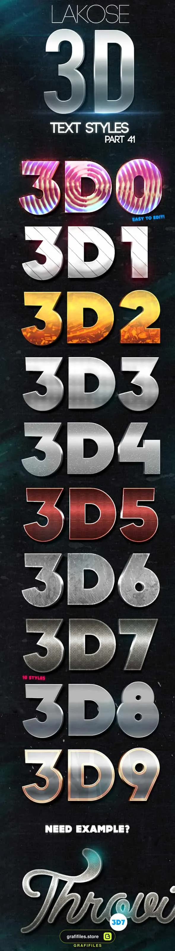 استایل آماده فتوشاپ Lakose 3D Text Styles Part 41