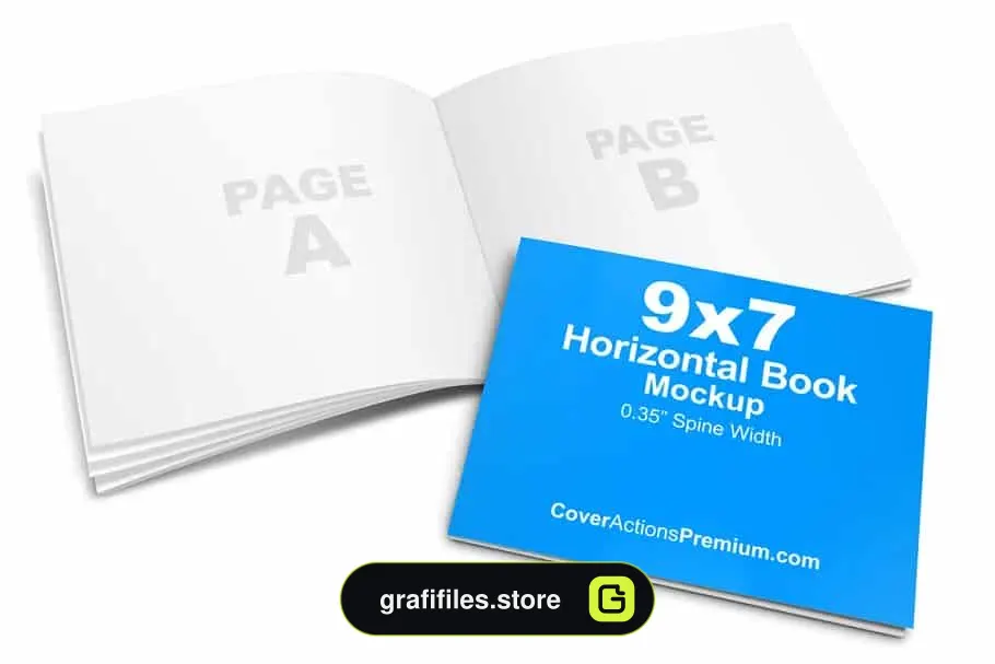 موکاپ کتاب Landscape Softcover Book Mockup