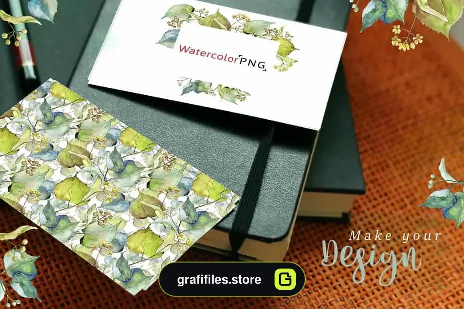 کلیپ آرت آبرنگی برگ Linden Leaves Watercolor Png
