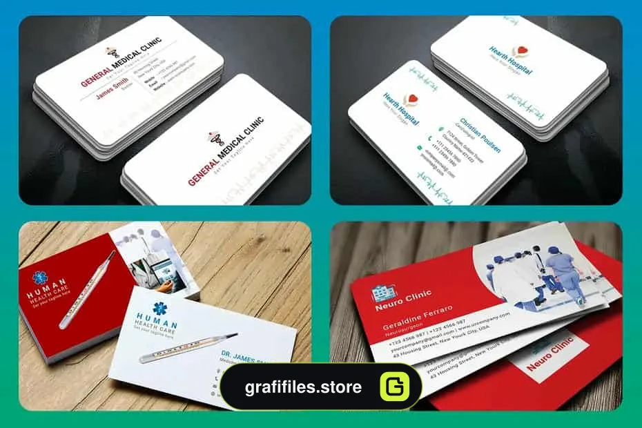 فایل لایه باز کارت ویزیت پزشک Medical Business Cards Bundle