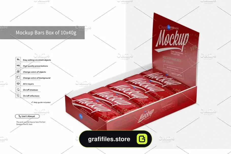موکاپ جعبه شکلات Mockup Bars Box - 3
