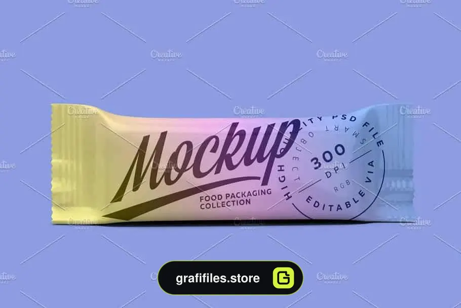 موکاپ جعبه شکلات Mockup Snack Bars Box Of 10x40g