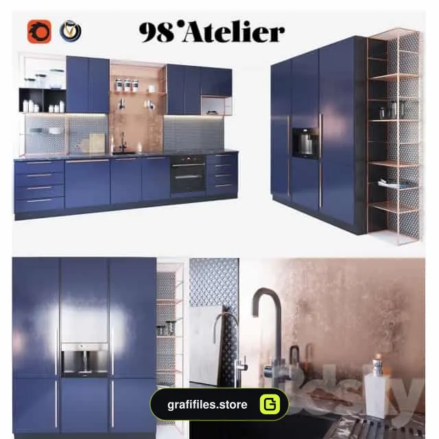 مدل سه بعدی کابینت مدرن