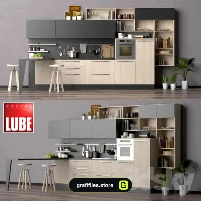مدل سه بعدی کابینت مدرن