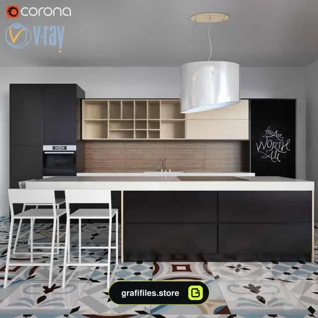 مدل سه بعدی کابینت مدرن