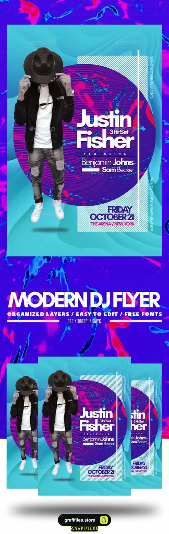 فایل لایه باز تراکت کنسرت موسیقی Modern DJ Flyer