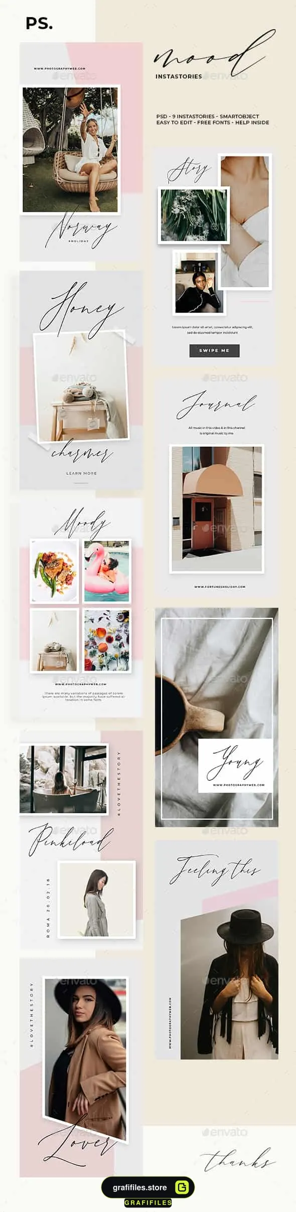فایل لایه باز استوری اینستاگرام Moodboard Instagram Stories