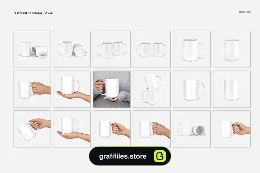 موکاپ ماگ Mug Mockup Set 15oz Many Views