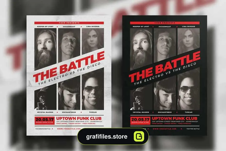 فایل لایه باز تراکت Music Battle Flyer