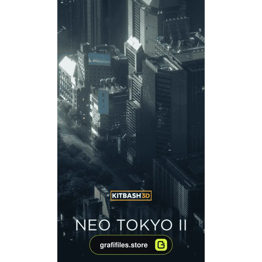 دانلود آبجکت ساختمان های توکیو Kitbash3D Neo Tokyo 2 - 1 آبجکت ساختمان های توکیو