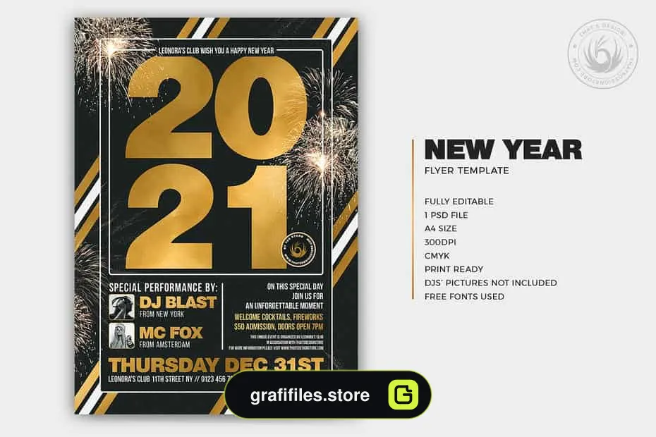 فایل لایه باز بنر سال نو میلادی New Year Flyer Template V6