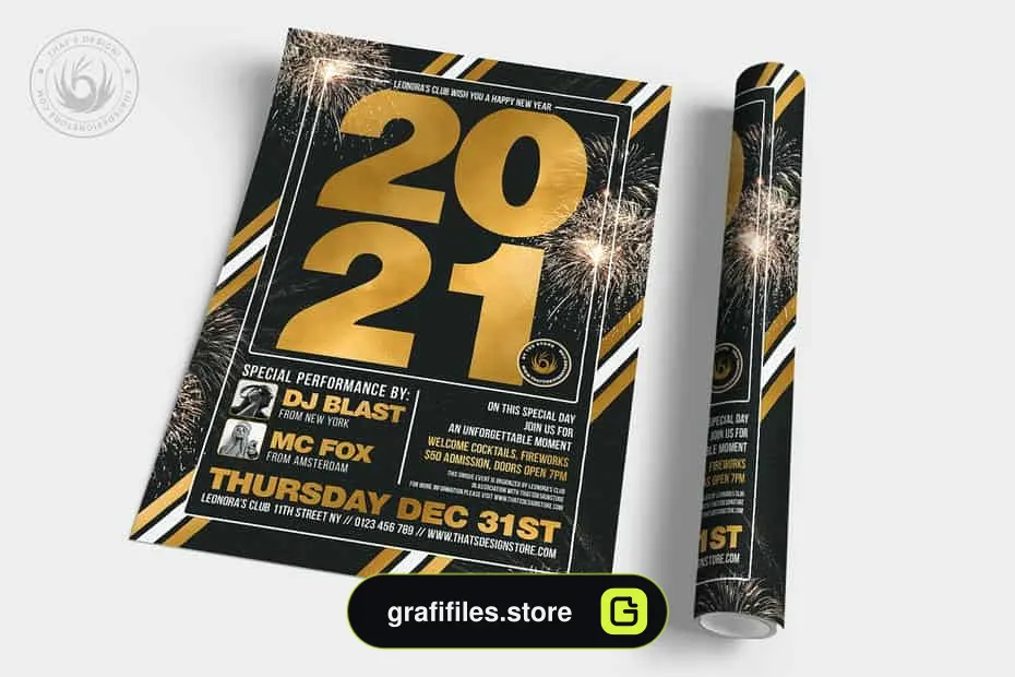 فایل لایه باز بنر سال نو میلادی New Year Flyer Template V6