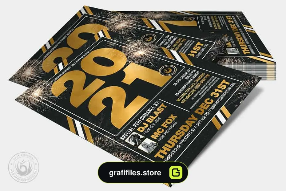 فایل لایه باز بنر سال نو میلادی New Year Flyer Template V6