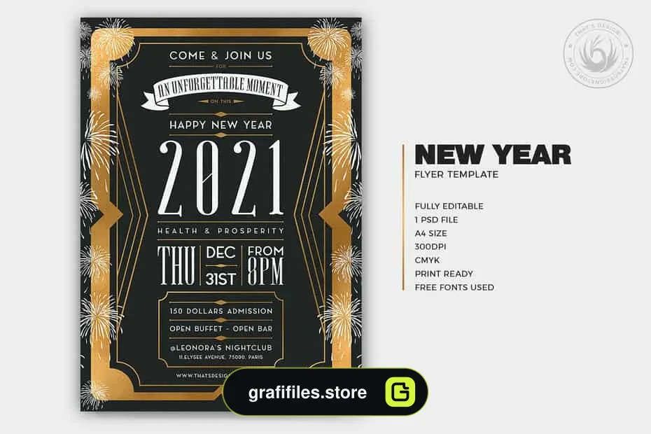 فایل لایه باز بنر سال نو میلادی New Year Flyer Template V8