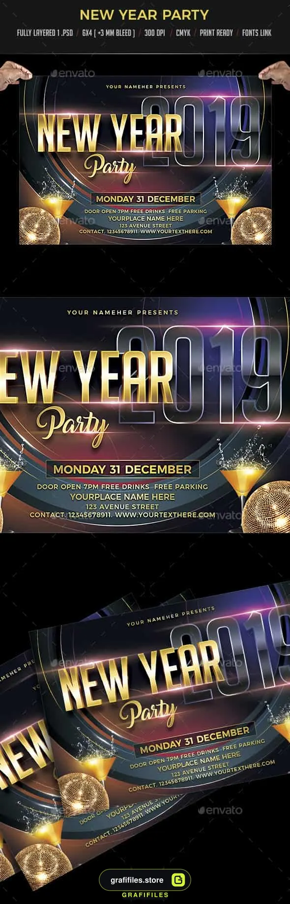 فایل لایه باز بنر سال نو میلادی New Year Party