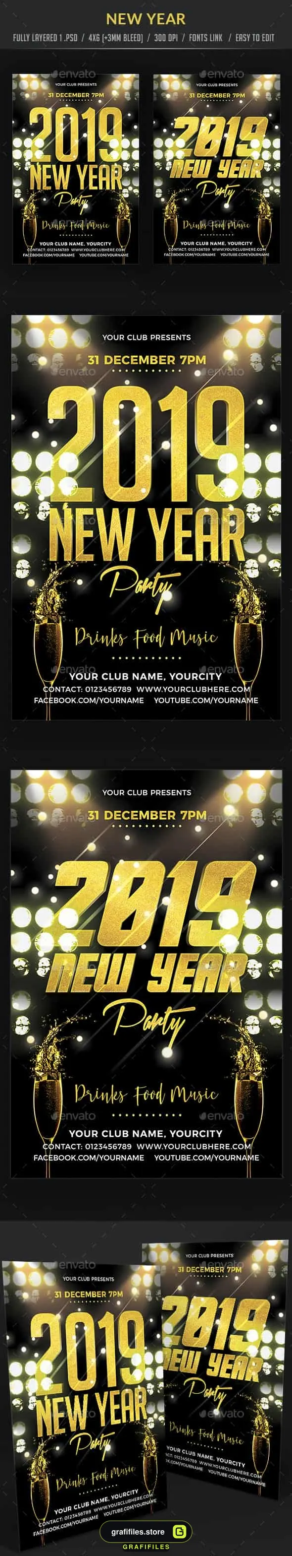 فایل لایه باز بنر سال نو New Year Flyer