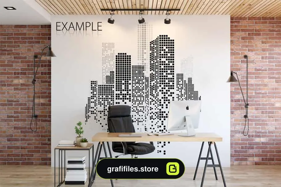 موکاپ دیوار دفتر کار