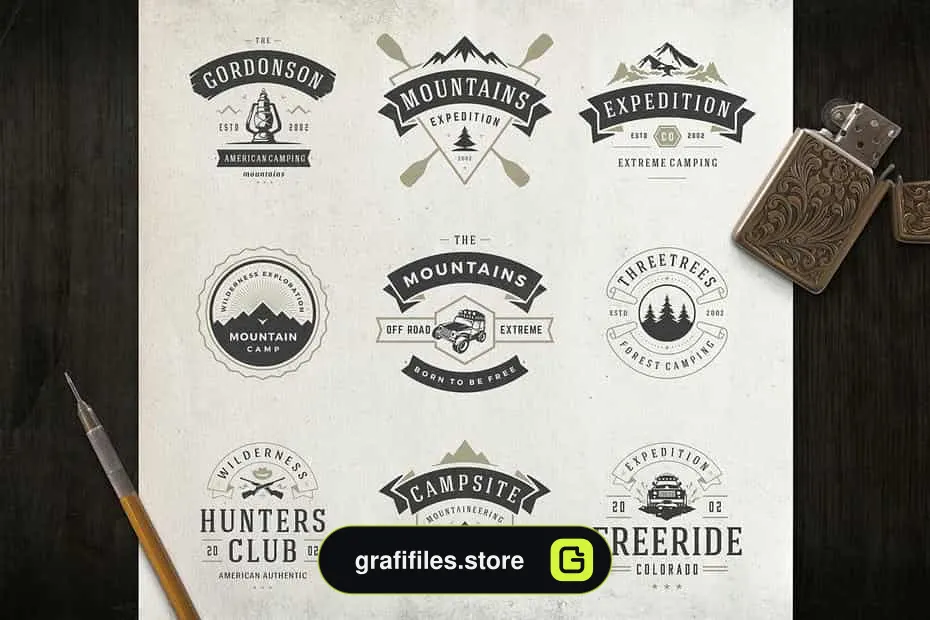 فایل لایه باز لوگو Outdoor logos and badges