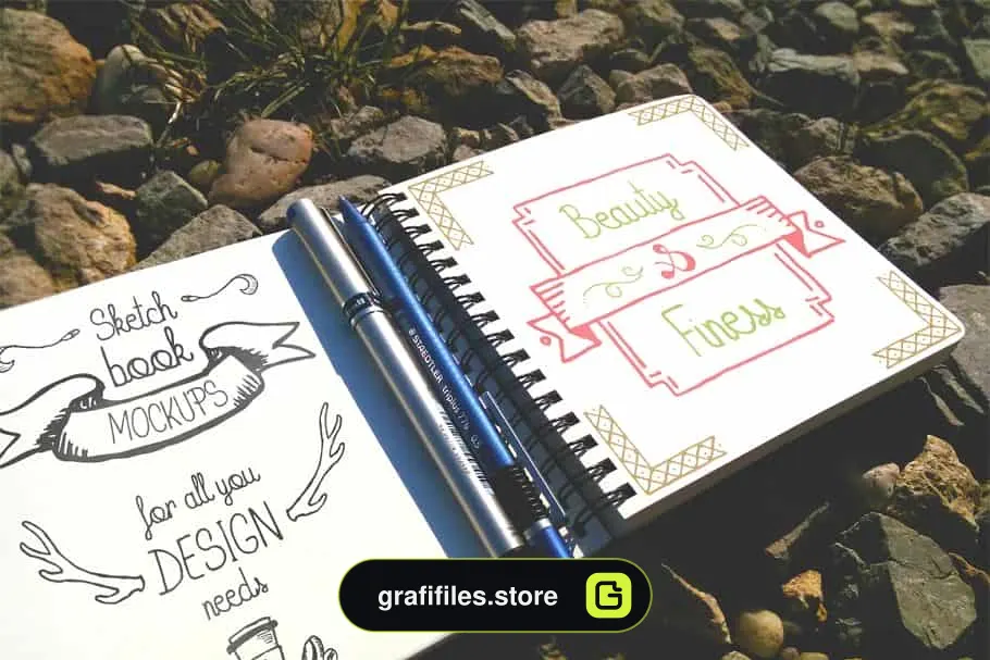 موکاپ دفترچه یادداشت Outdoor Sketchbook 