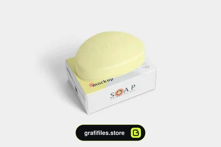 موکاپ جعبه صابون Packaging Box & Soap Mockup