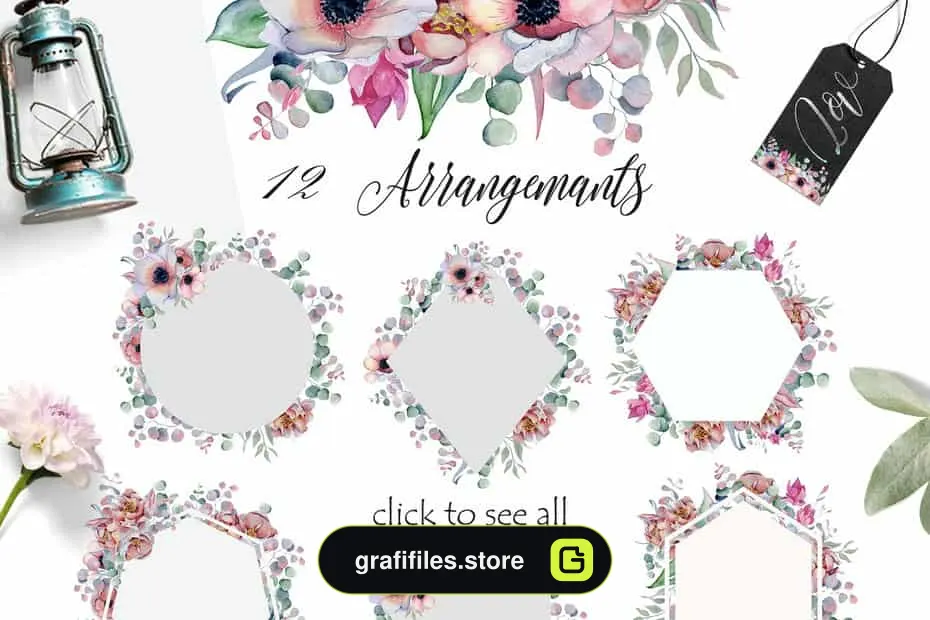 دانلود کلیپ آرت آبرنگی گل Panthers & Floral Watercolor set - 4 کلیپ آرت آبرنگی گل Panthers & Floral Watercolor set