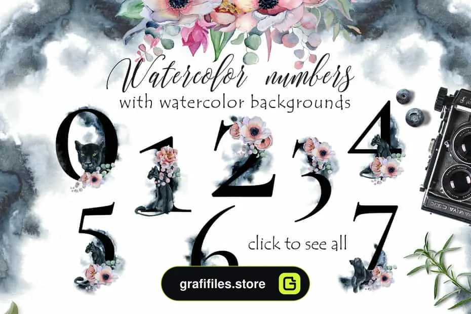 دانلود کلیپ آرت آبرنگی گل Panthers & Floral Watercolor set - 6 کلیپ آرت آبرنگی گل Panthers & Floral Watercolor set - 5