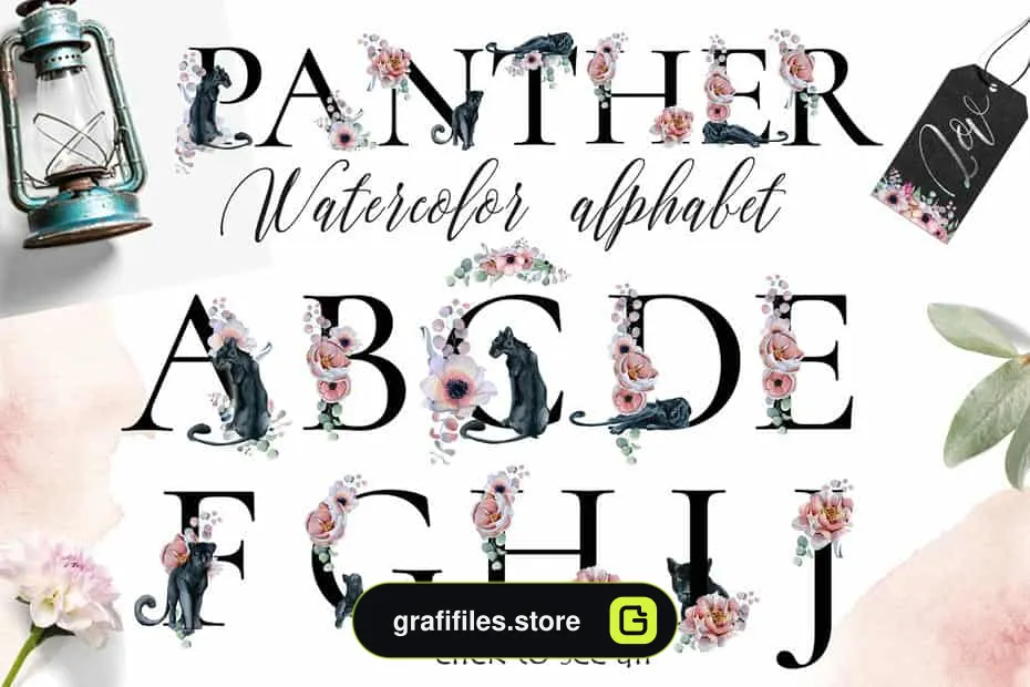 دانلود کلیپ آرت آبرنگی گل Panthers & Floral Watercolor set - 8 کلیپ آرت آبرنگی گل Panthers & Floral Watercolor set - 7