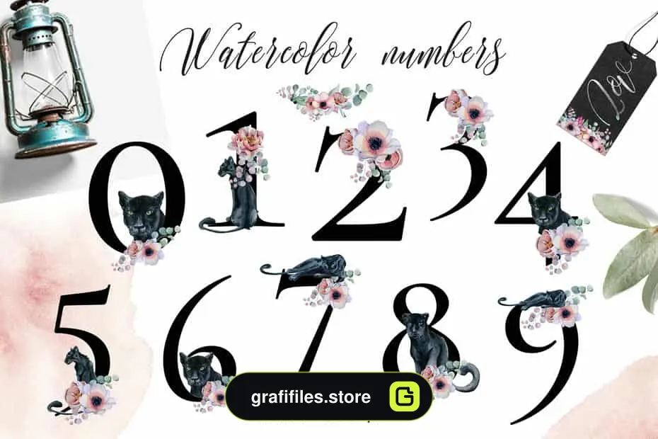 دانلود کلیپ آرت آبرنگی گل Panthers & Floral Watercolor set - 10 کلیپ آرت آبرنگی گل Panthers & Floral Watercolor set - 9