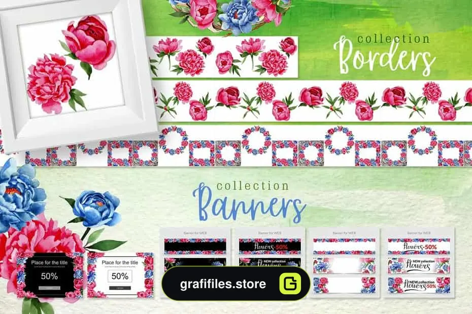 کلیپ آرت آبرنگی گل Peony Watercolor Png