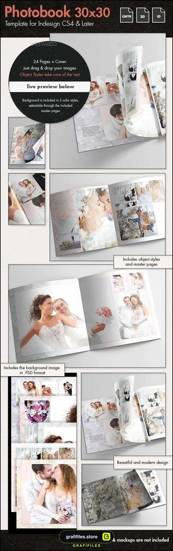 فایل لایه باز آلبوم عکس عروسی Photobook Wedding Album Template