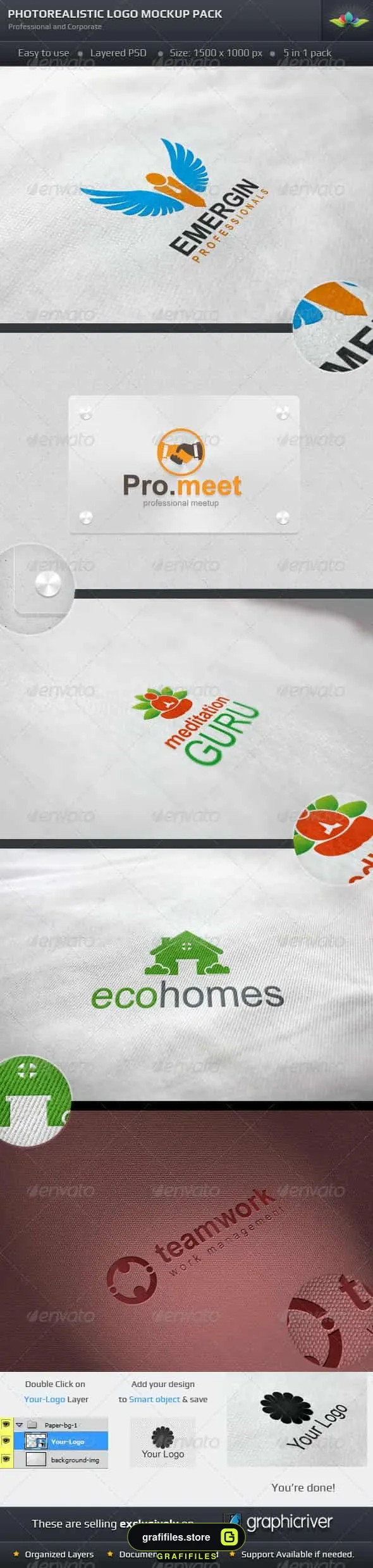 موکاپ لوگو Photorealistic Logo Mockup Pack