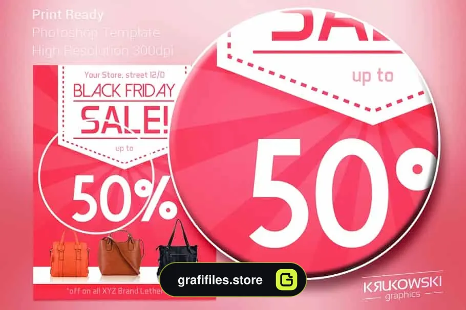 فایل لایه باز تراکت حراج جمعه سیاه Pink Black Friday Flyer Template