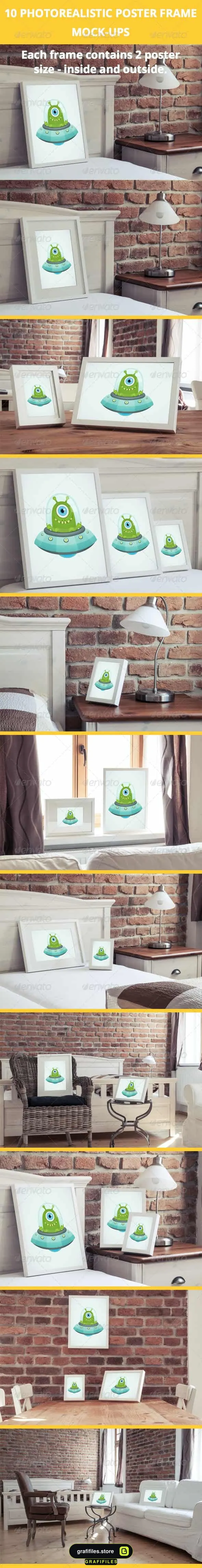 موکاپ قاب عکس Poster Frame Mock-Ups In Luxury Interior