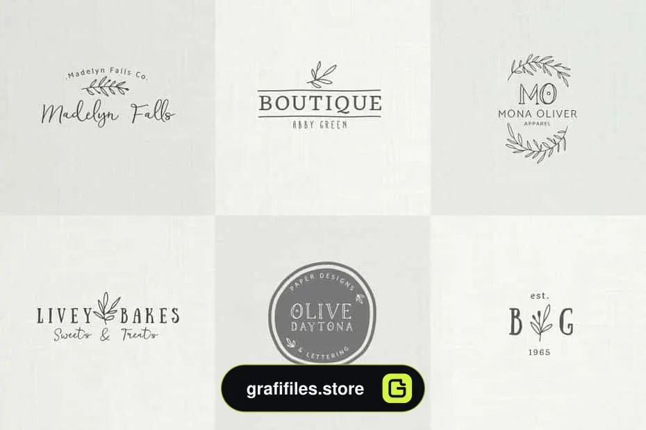 فایل لایه باز لوگو Premade Logo bundle laurel feminine
