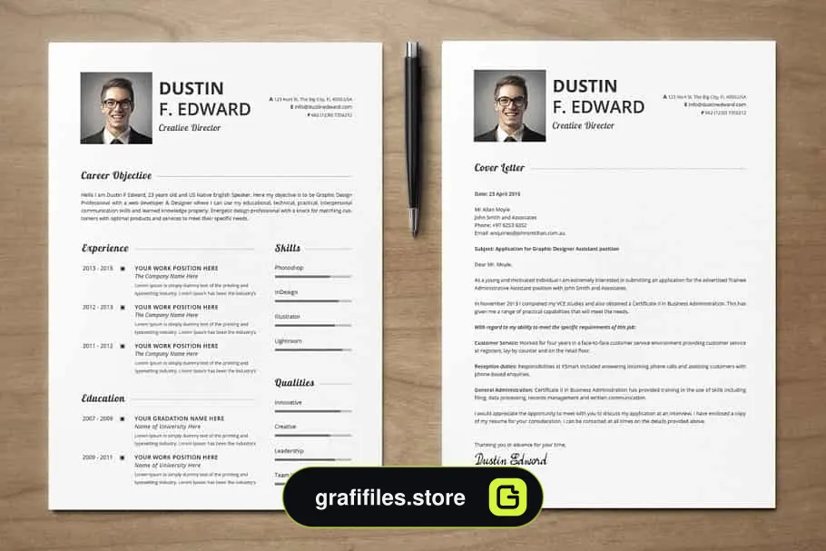 قالب آماده ایندیزاین رزومه Premium Resume CV Template Set