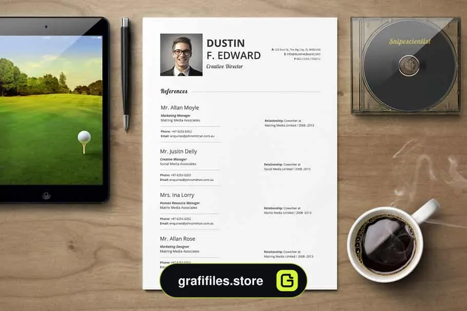 قالب آماده ایندیزاین رزومه Premium Resume CV Template Set