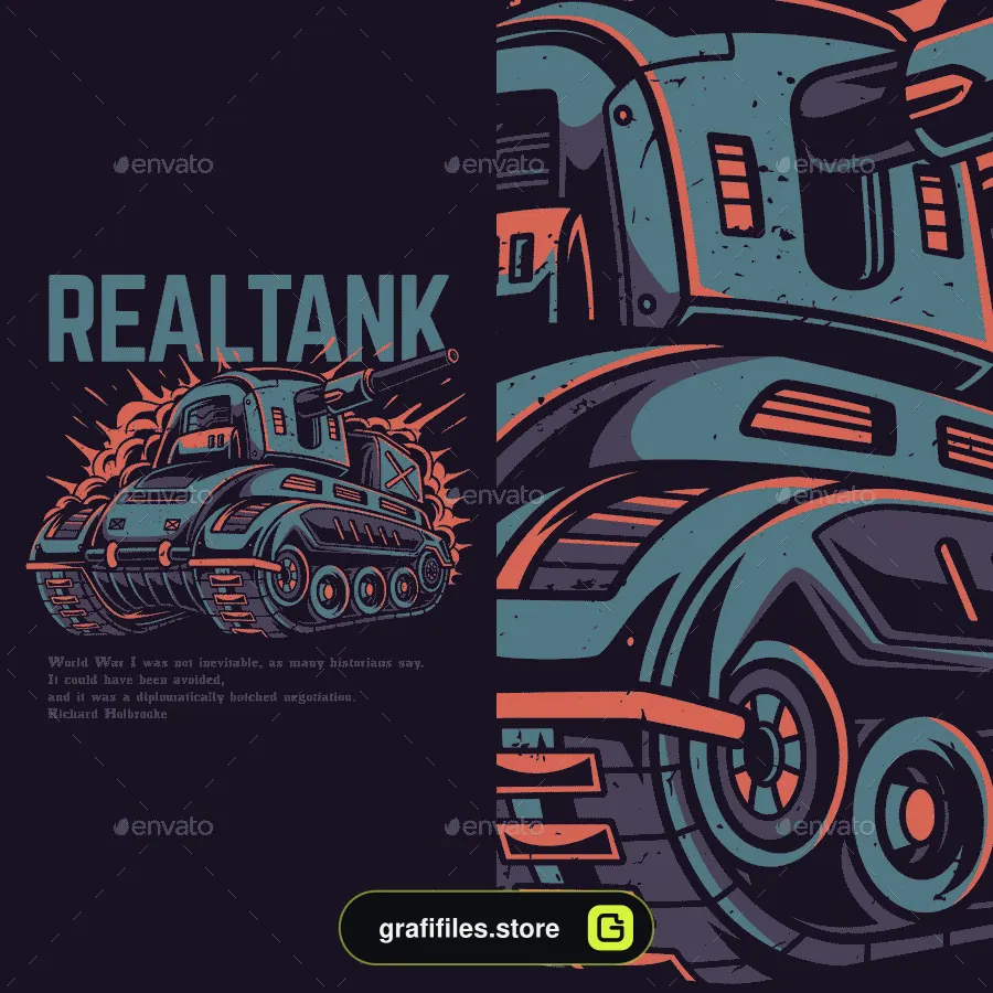 وکتور تیشرت Real Tank T-Shirt Design