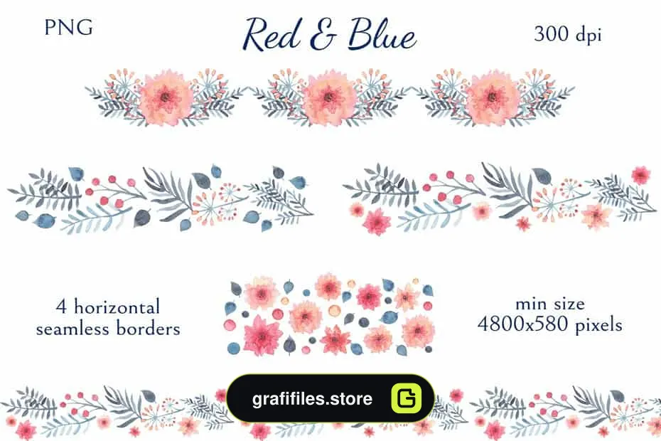 کلیپ آرت گل Red and Blue