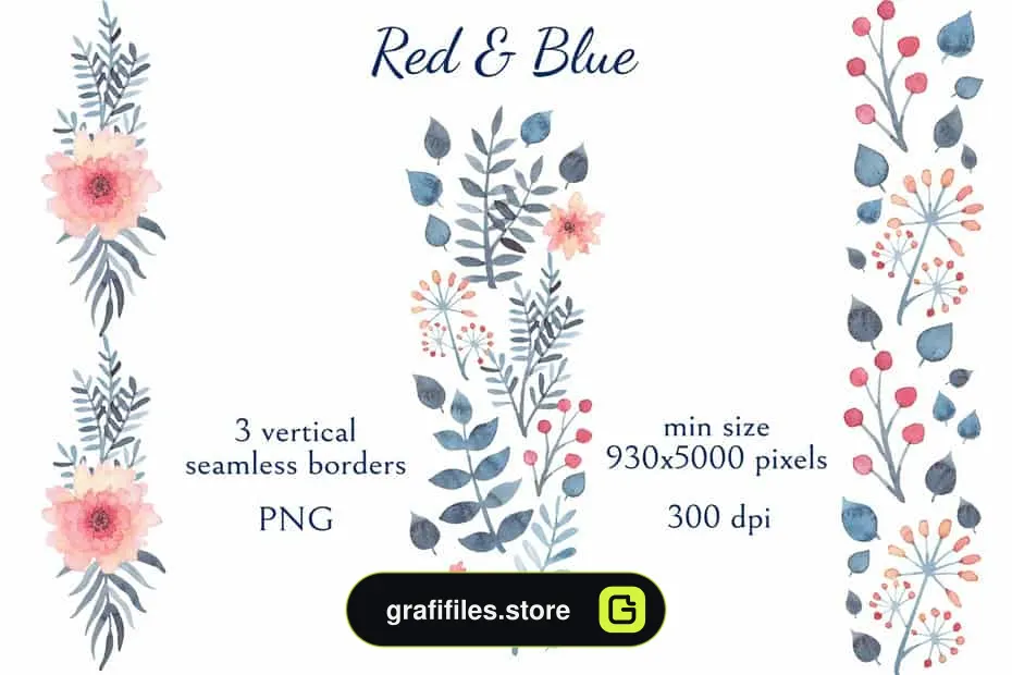 کلیپ آرت گل Red and Blue