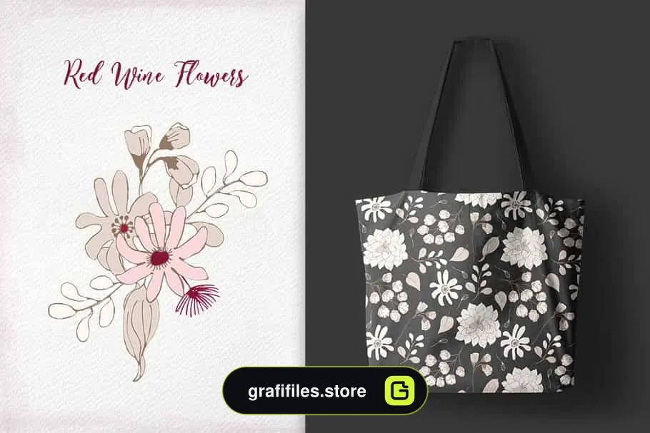 پترن گل Red Wine Flowers