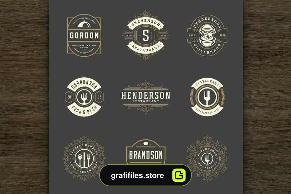 فایل لایه باز لوگو رستوران Restaurant Logos and Badges 1