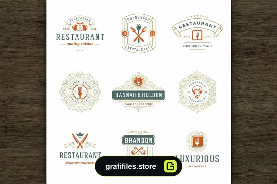 فایل لایه باز لوگو رستوران Restaurant Logos and Badges 2